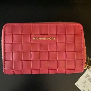 Michael Kors sm za card case leather(berry sorbet)
